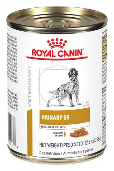 Royal Canin Veterinary Diet Urinary SO Moderate Calorie Trocitos en Salsa Lata – alimento húmedo para perro Royal Canin