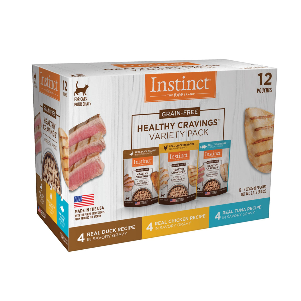 Instinct Healthy Cravings Topper Mix (Pato, Pollo y Atún) 12 sobres de 3 oz para Gato