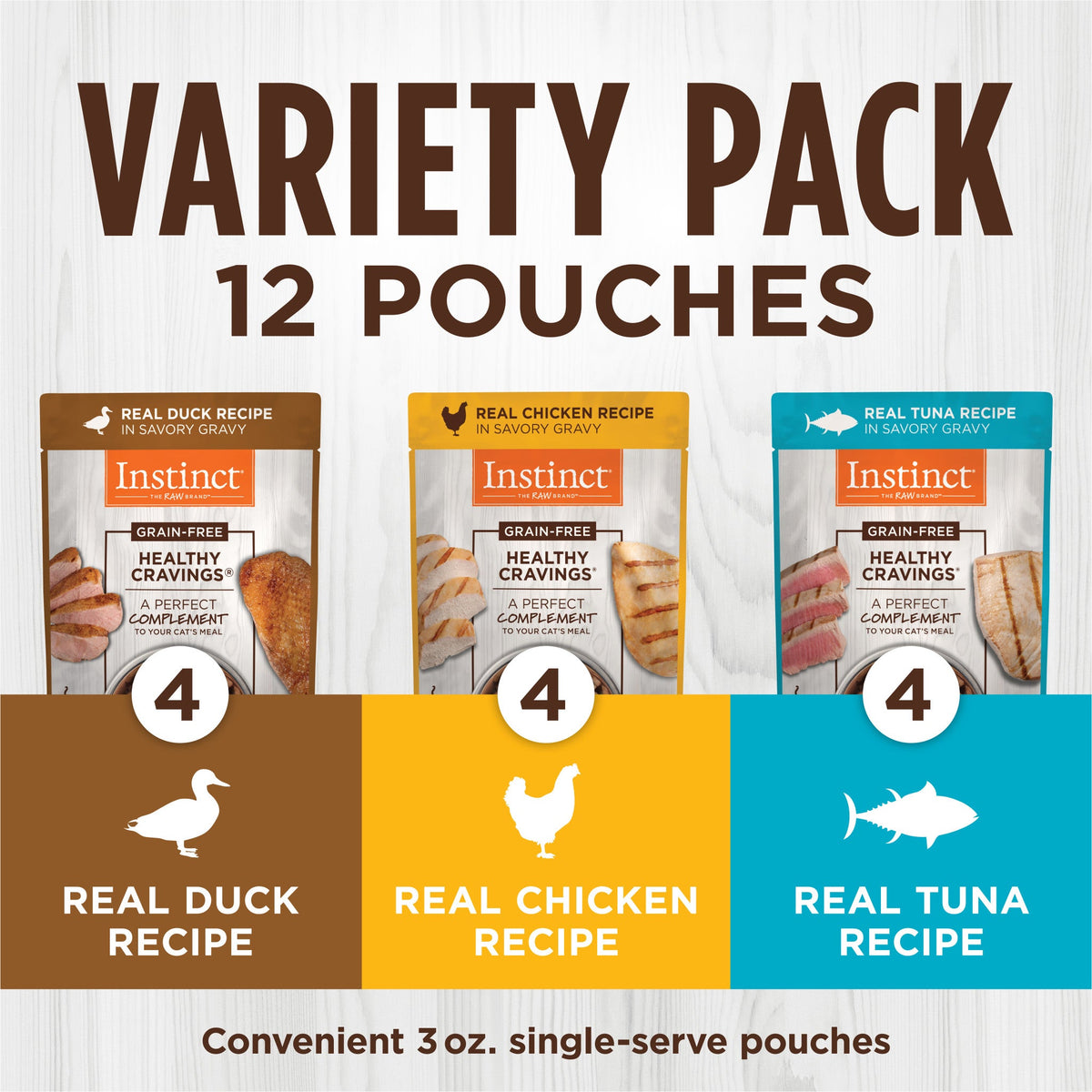 Instinct Healthy Cravings Topper Mix (Pato, Pollo y Atún) 12 sobres de 3 oz para Gato – imagen 3