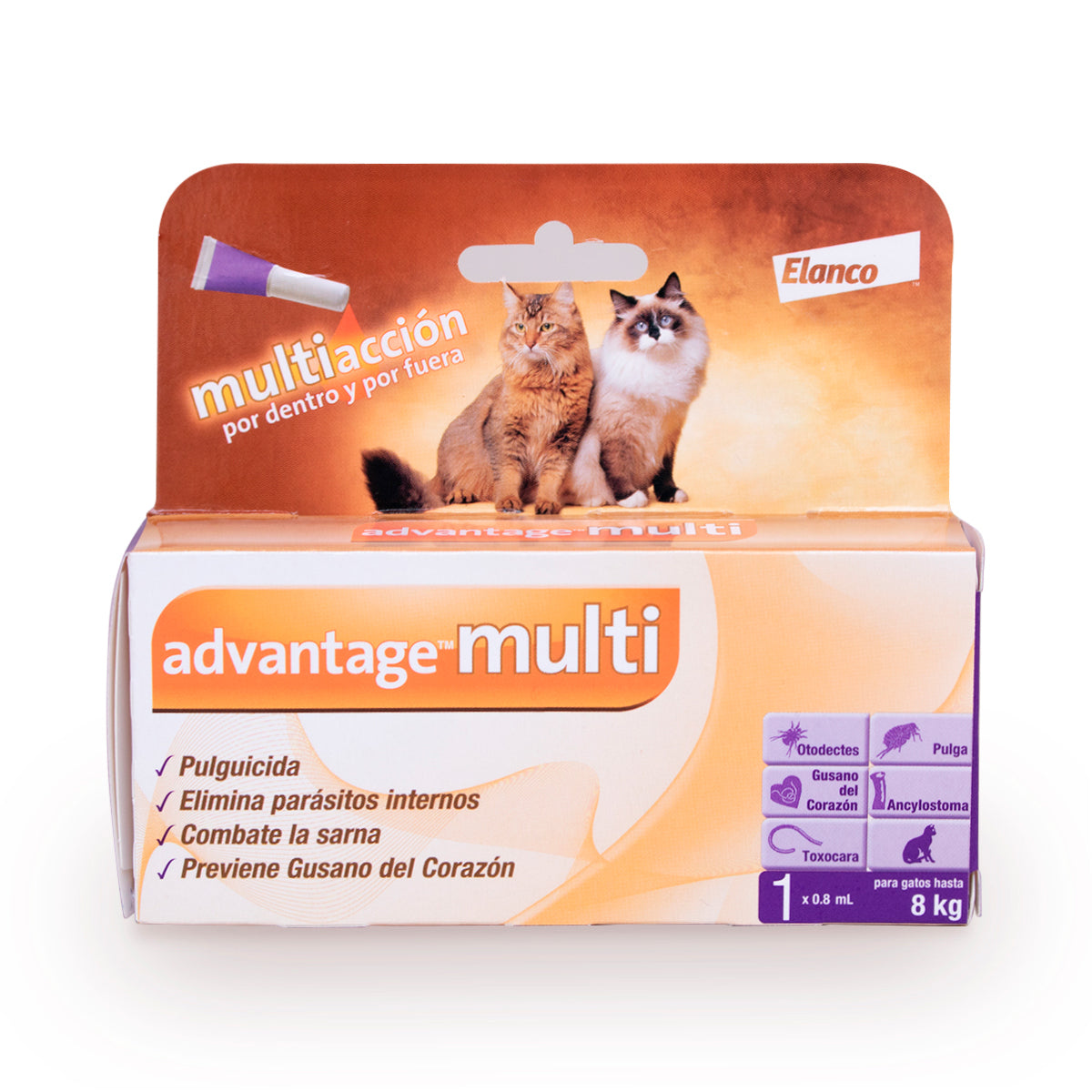 Advantage Multi, desparasitante para gato de 4 a 8 kg, 1 pipeta (imidacloprid y moxidectina) | NutriPets Monterrey