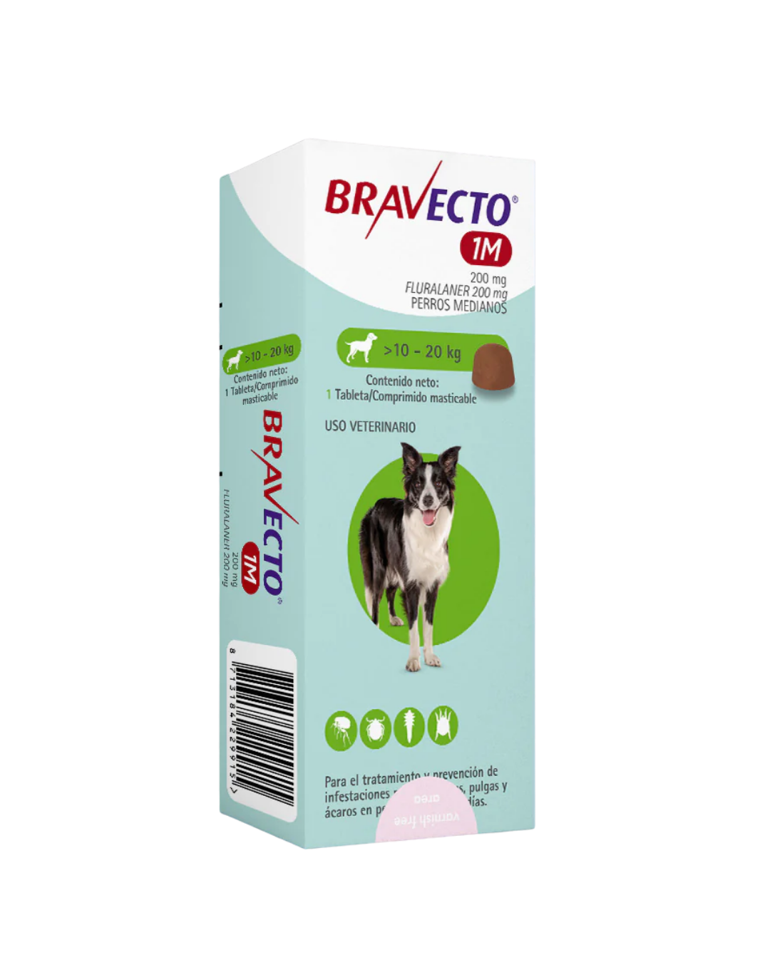 Bravecto 1M, desparasitante para perro de 10 a 20 kg, 1 tableta masticable (fluralaner) | NutriPets Monterrey