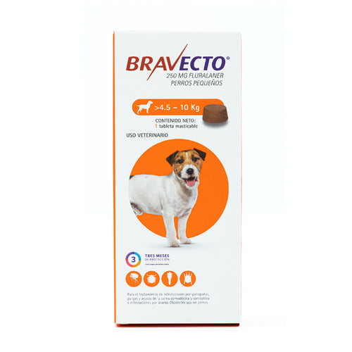 Bravecto Masticable 3 meses, desparasitante para perro de 4.5 a 10 kg, 1 tableta masticable (fluralaner) | NutriPets Monterrey
