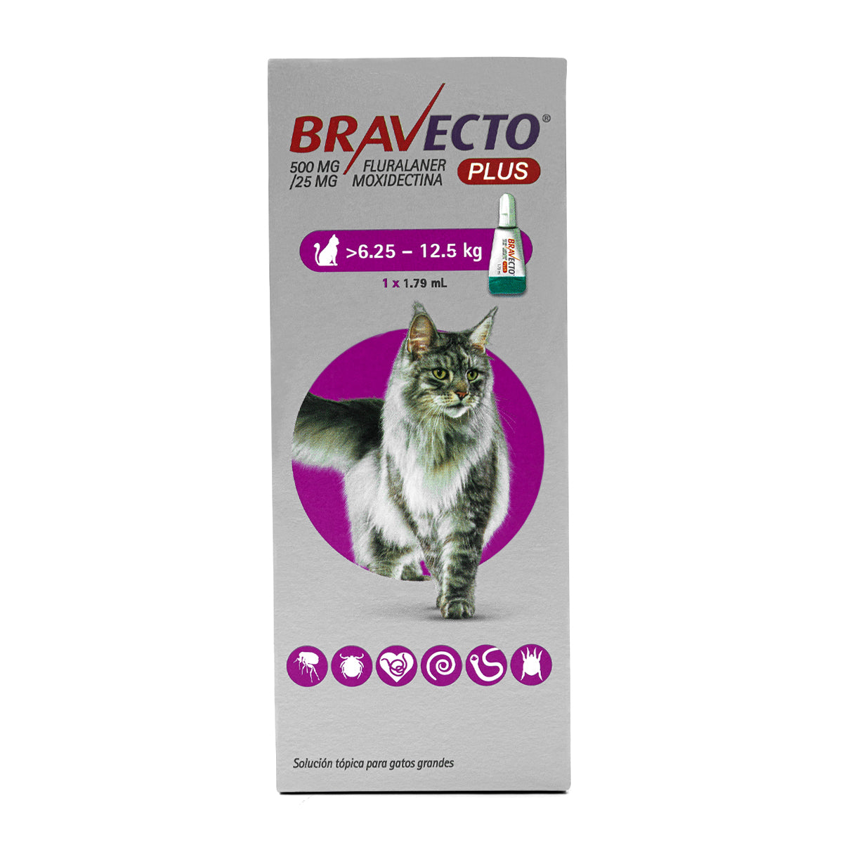 Bravecto Plus, desparasitante para gato de 6.25 a 12.5 kg, 1 pipeta (fluralaner y moxidectina) | NutriPets Monterrey