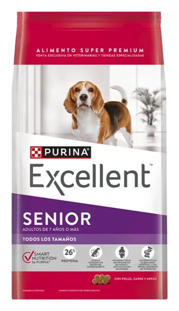 Excellent Senior Complete Todos los Tamaños Pollo, Carne y Arroz – Croquetas para perro