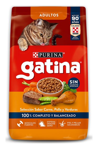 Gatina Gato Adulto Carne, Pollo y Verduras – croquetas para gato Gatina