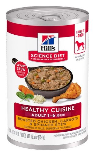Hill's Science Diet Adulto Healthy Cuisine Estofado de Pollo, Zanahoria y Espinaca – alimento húmedo para perro Hill's