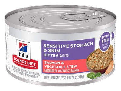 Hill's Science Diet Kitten Sensitive Stomach & Skin Estofado de Salmón – Alimento húmedo para gato