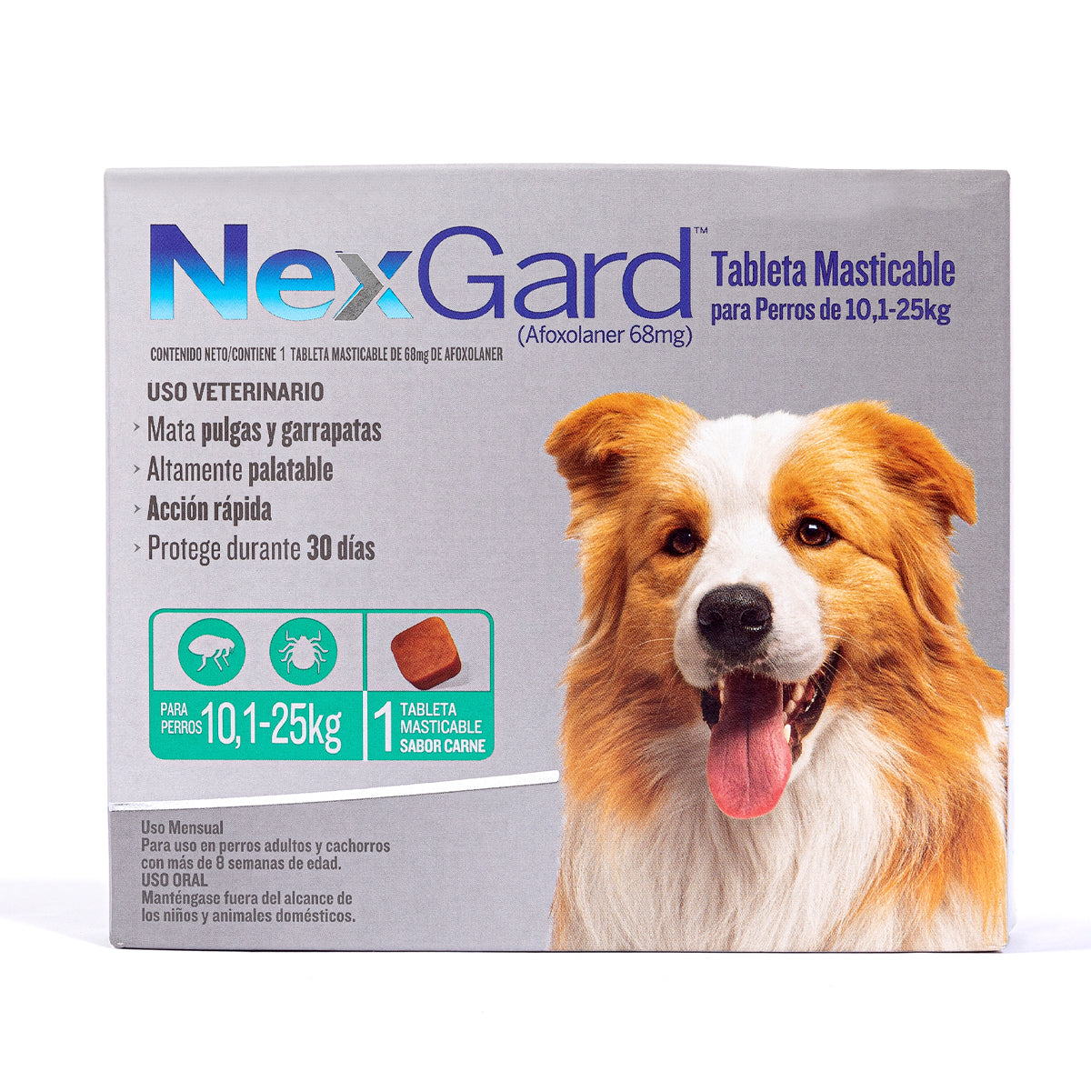 NexGard, desparasitante para perro de 10.1 a 25 kg, 1 tableta masticable (afoxolaner) | NutriPets Monterrey