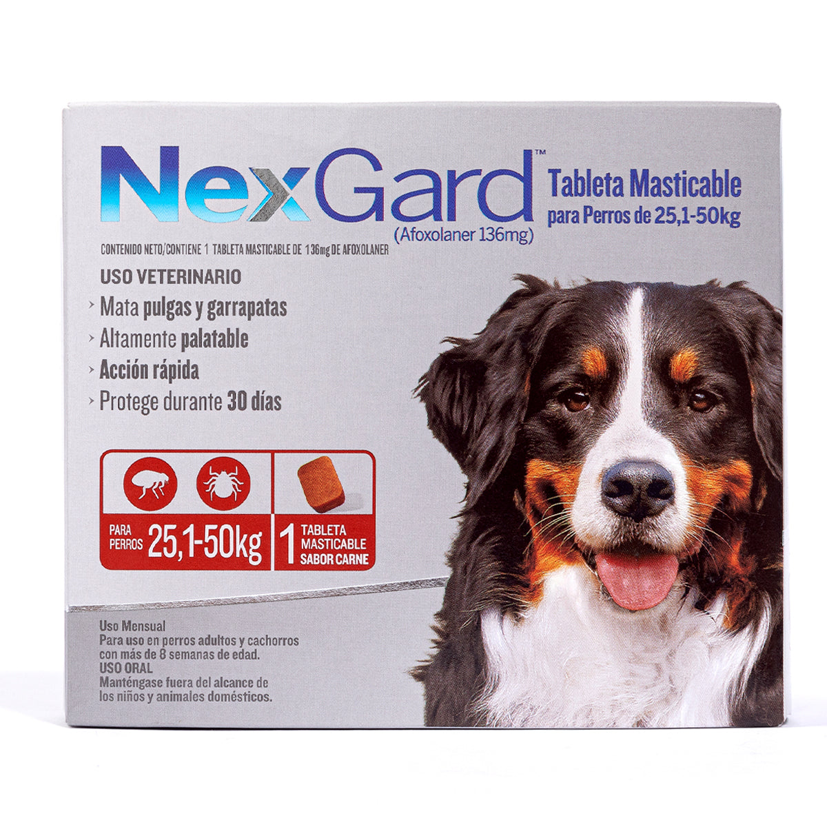 NexGard, desparasitante para perro de 25.1 a 50 kg, 1 tableta masticable (afoxolaner) | NutriPets Monterrey