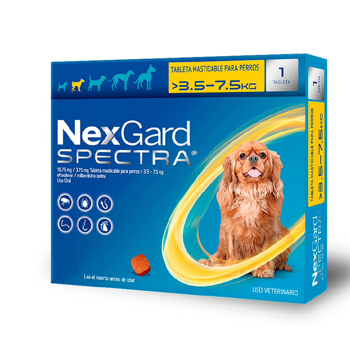 NexGard Spectra, desparasitante para perro de 3.6 a 7.5 kg, 1 tableta masticable (afoxolaner y milbemicina oxima) | NutriPets Monterrey