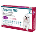 Simparica Trio, desparasitante para perro de 2.5 a 5 kg, caja con 3 tabletas masticables (sarolaner, moxidectina y pirantel) | NutriPets Monterrey