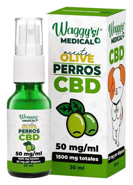 Waggy's Aceite Calmante CBD Oliva Razas Grandes 1500 mg – suplemento para perro Waggy's