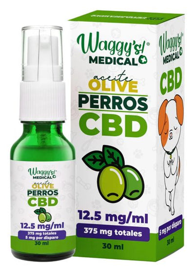 Waggy's Aceite Calmante CBD Oliva Razas Pequeñas 375 mg – Suplemento para perro