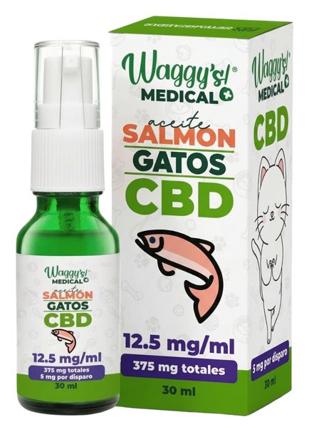 Waggy's Aceite Calmante CBD Salmón Gatos 375 mg – suplemento para gato Waggy's