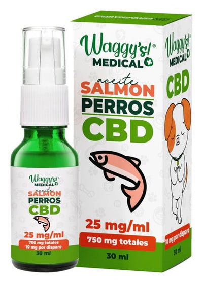 Waggy's Aceite Calmante CBD Salmón Razas Medianas 750 mg – Suplemento para perro