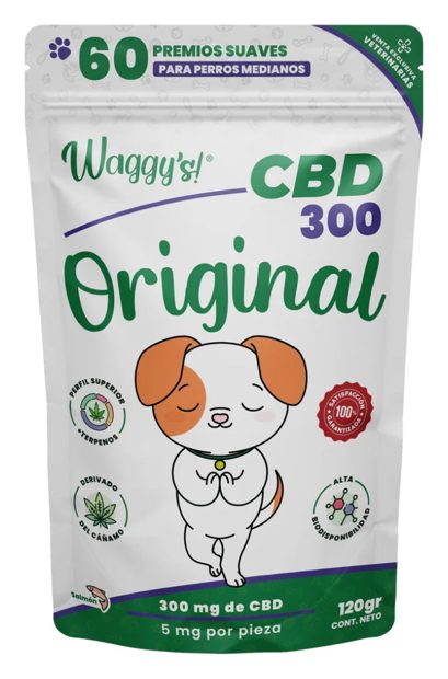 Waggy's Original Premios CBD Razas Medianas 300 mg – premios para perro Waggy's